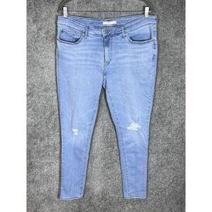 Levis 711 Skinny Jeans Womens Size 33 Blue Light Wash Stretch‎ Distressing